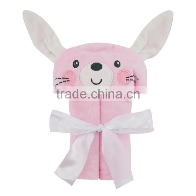 Newborn Baby Blanket Bath Towel Bathrobe Cute Animals Hat Cotton Baby Security Blanket