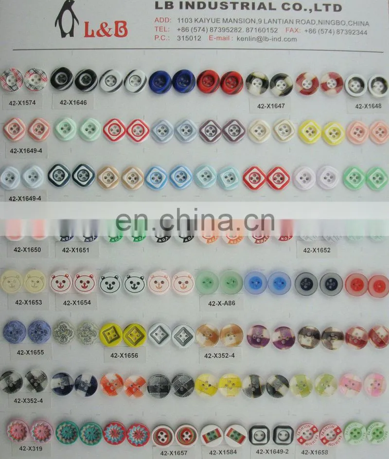 2016 fashion 2/4 hole colorful button wholesale resin button