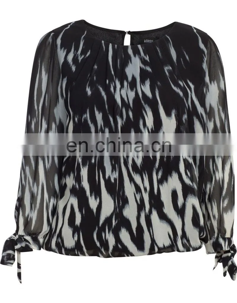 Glamorous Lady Long-sleeved Georgette Print XXXXL Tops