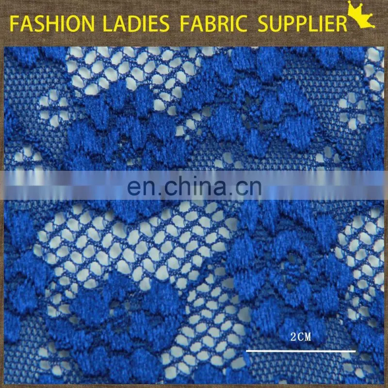 2015 new style nyon and cotton organic lace dyeing knit fabric