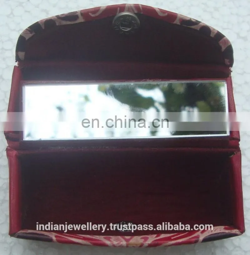 Embossed leather lipstick cosmetic mirror case manufacturer exporter