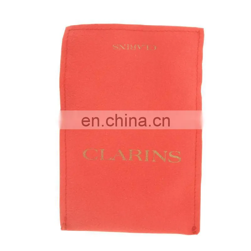 no drawstring simple red golden stamping velvet jewelry pouch