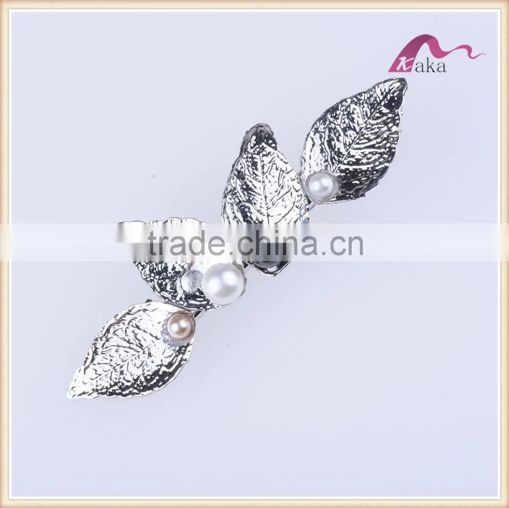 Wholesaler new design leaves hair pins fashion hair accessories pearls decoration hair pins for women