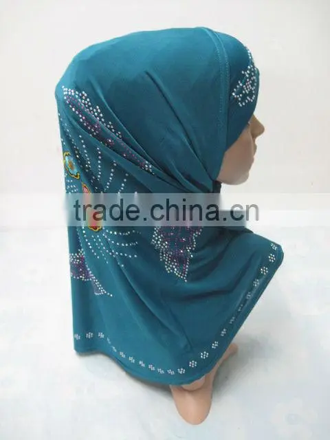 A487 Popular beaded 2pcs al amira two pieces hijab