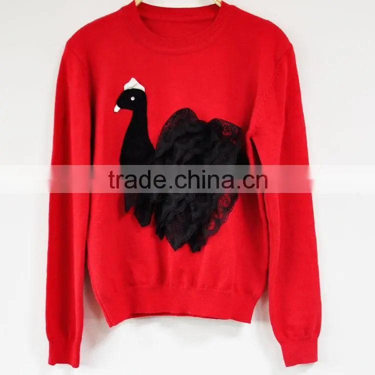 Girls ugly christmas pullover sweater with lace