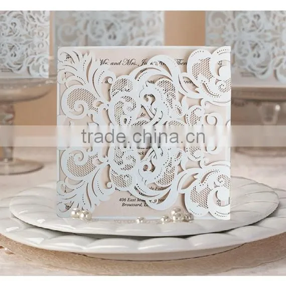 Gate Fold Natural Theme Elegant Laser Cut Wedding Invitation Card Rustic