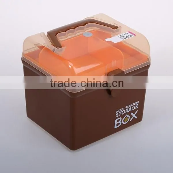 Double Layer 14 Compartment Plastic Storage Organizer Box with Removable Dividers