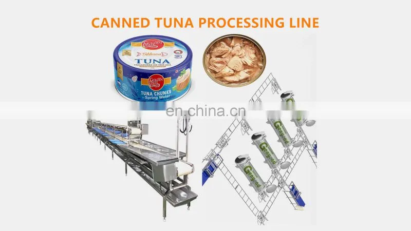 Factory Industrial tuna in oil processing line sardine fish cooking sealing canning machine canned tuna flakes processing line