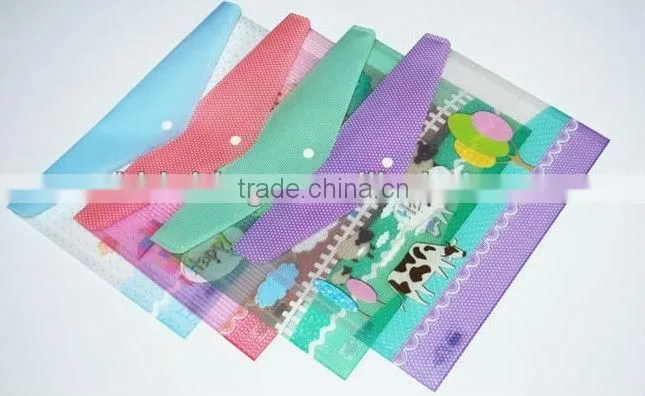 The specific pattern transparent pvc/pet/pp file bag with button