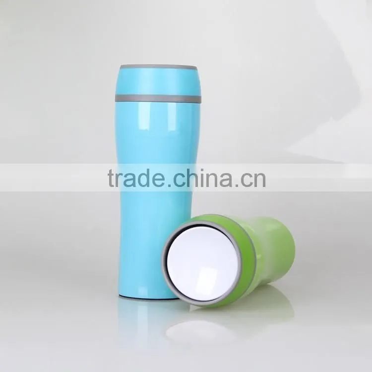 Modern design double wall steal inner PS outer travel mug