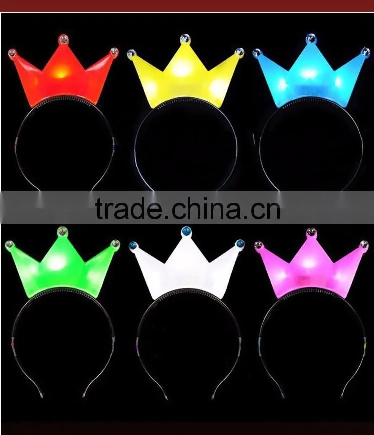 Children Kids Party Birthday Festival LED Light Cap Hat Crown King/ Princess Girls Handmade Headband