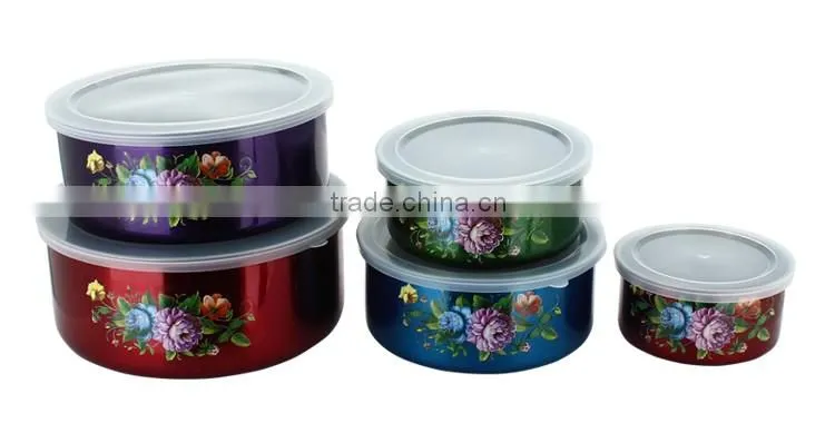 Factory Indan kitcheware colorful stainless steel food containers set with lid