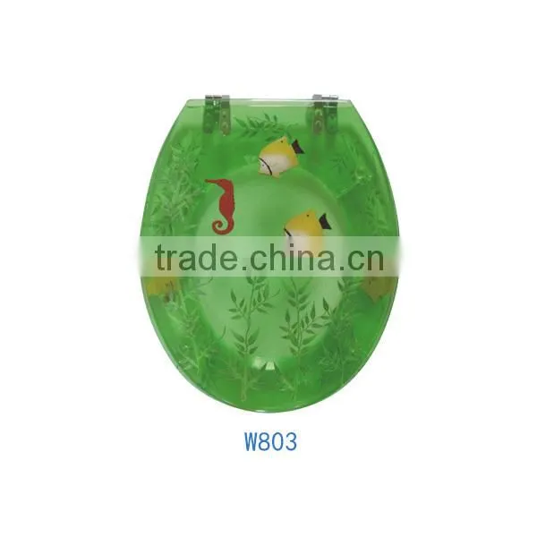 Sanitary transparent resin shower novelty western family slow drop toilet seat