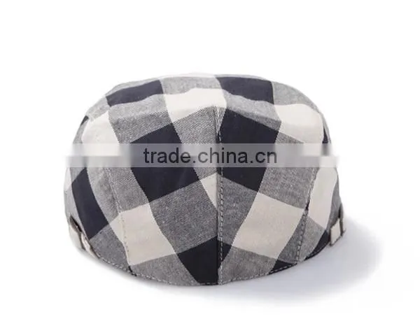 Customized cotton plaid casquette men's hat short visor hat