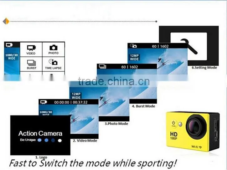 SJ6000 W9 Sport DV Cameras Wifi Action Camera Wireless Video Recorder 2.0 inch 1080P 170 Wide Angle Car DVR 30M Waterproof