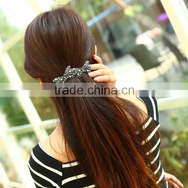 Luxurious Super Cute Loving Butterfly Long Hair Clip Rhinestone Barrettes Hair Ornament Accessories For Women Beauty