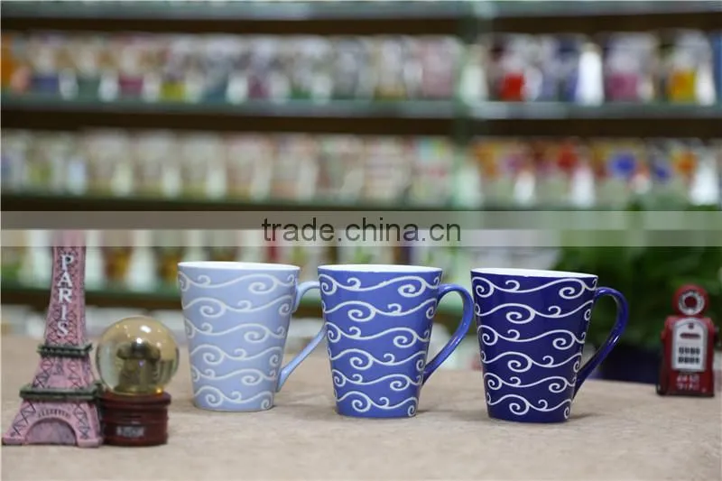 Cheap glow ceramic glaze coffee mugs with spoon