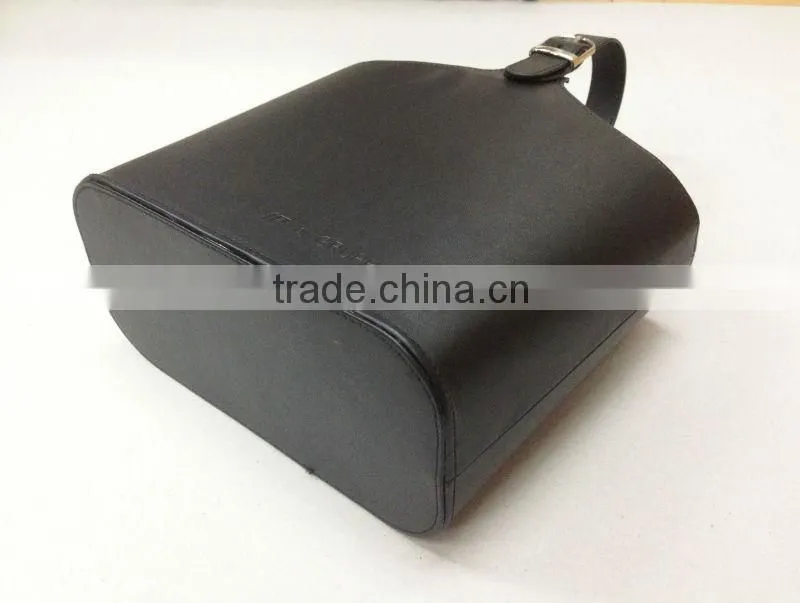 Promotional Black Two Bottles PU Leather Wine Carrier