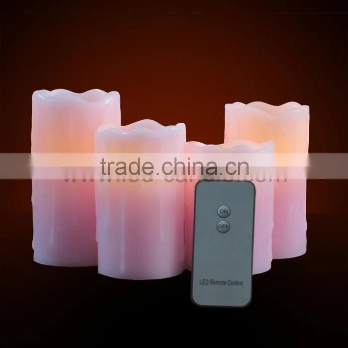 Drip wax flameless pillar candles with remote control
