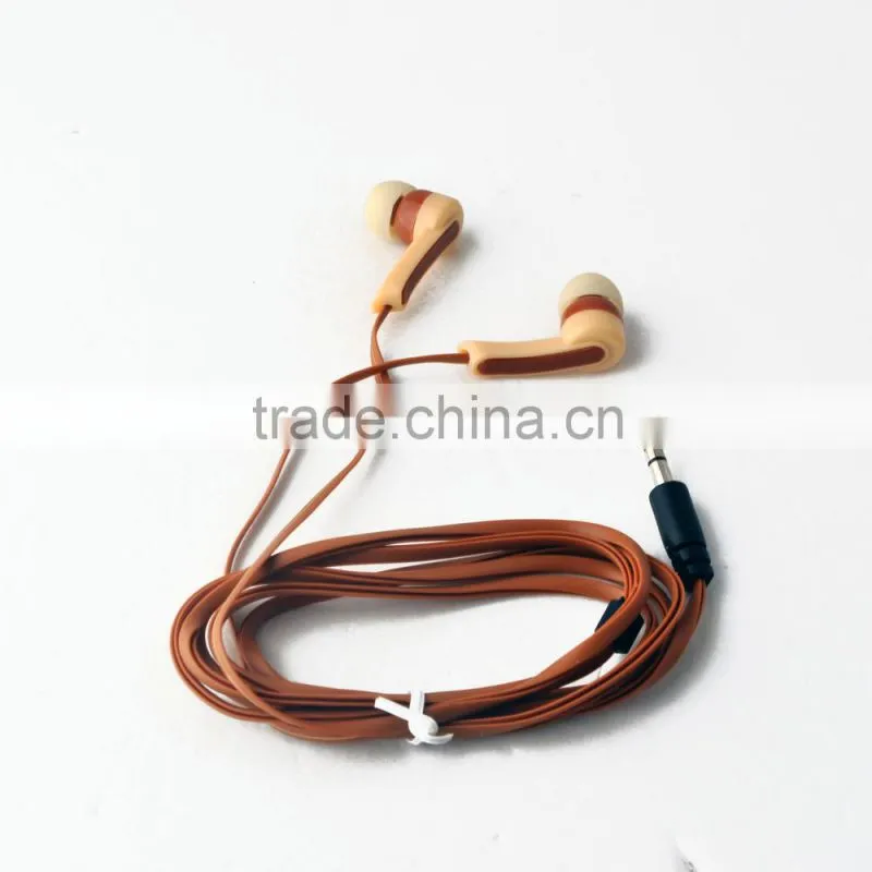 high quality popular flat cable earphone with mic for mobile, mp3/mp4