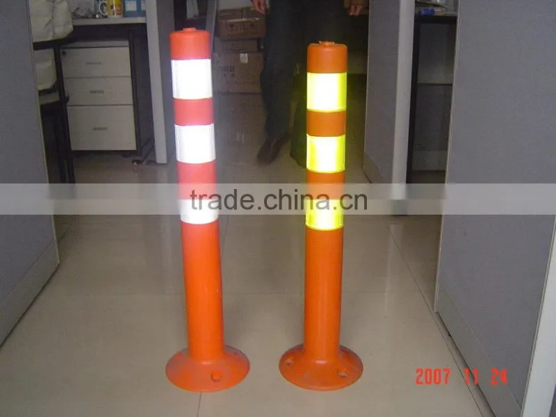 Spring post warning sign bollard / flexible delineator guide post