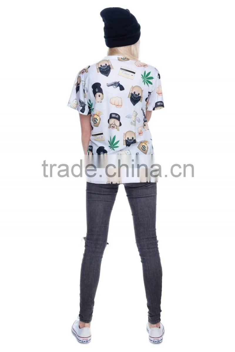 OEM Brand New 3D Print Emoji Gun Latest Women T shirt