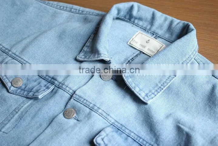 2014 new European and American women's long sleeve varsity jacket denim shirt women denim coat,hot!