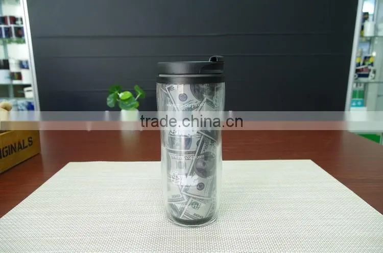 custom logo double wall plastic color changing magic coffee pp tumbler