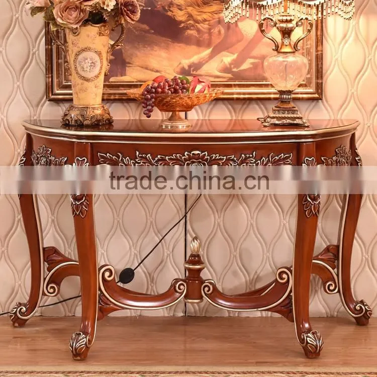 Antique Solid Wood Console Table Painting Finished Baroque Style Hallway Console Tables