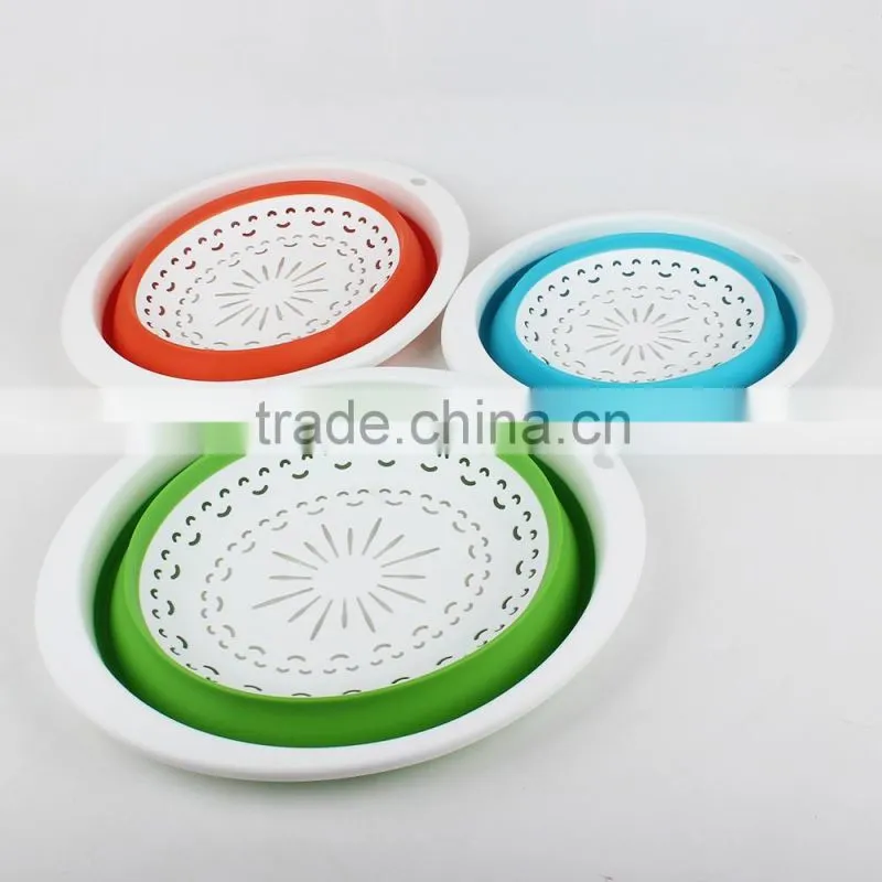 Portable round customized colorful food grade plastic Collapsible Basket
