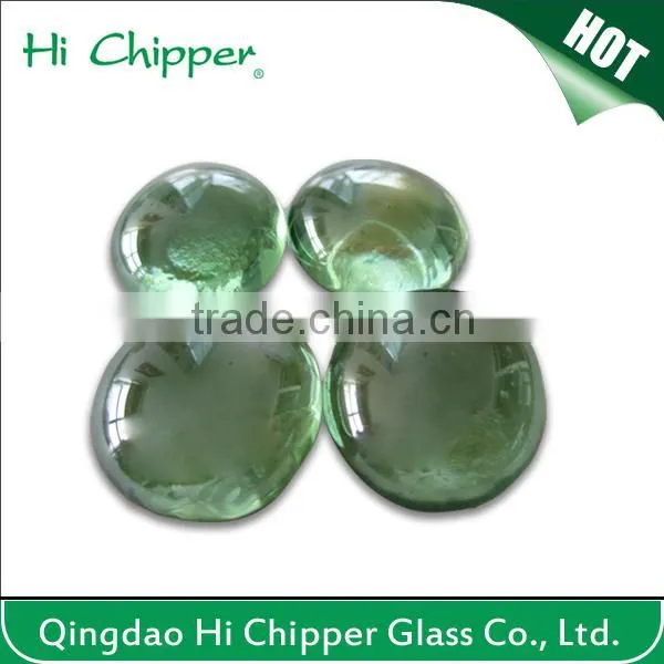 Yellow decorative glass pebble gems for fire pit