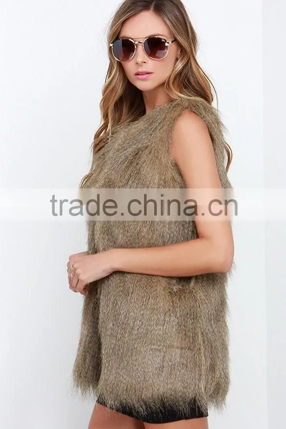 Women Faux Fur vests waistcoats for ladies Coat Outerwear Waistcoat