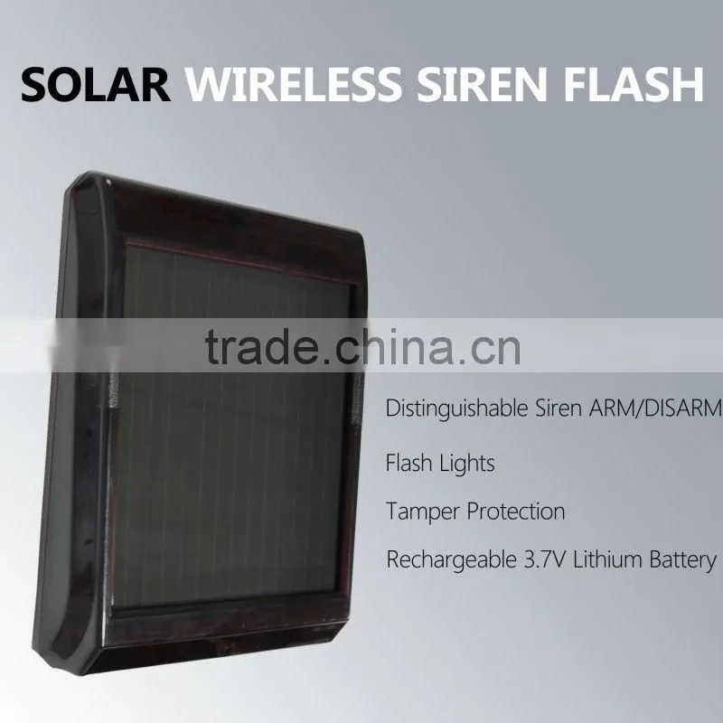 Supreme! 433Mhz solar sound&strobe wireless outdoor siren with IP66, wireless solar power system siren solar SS05