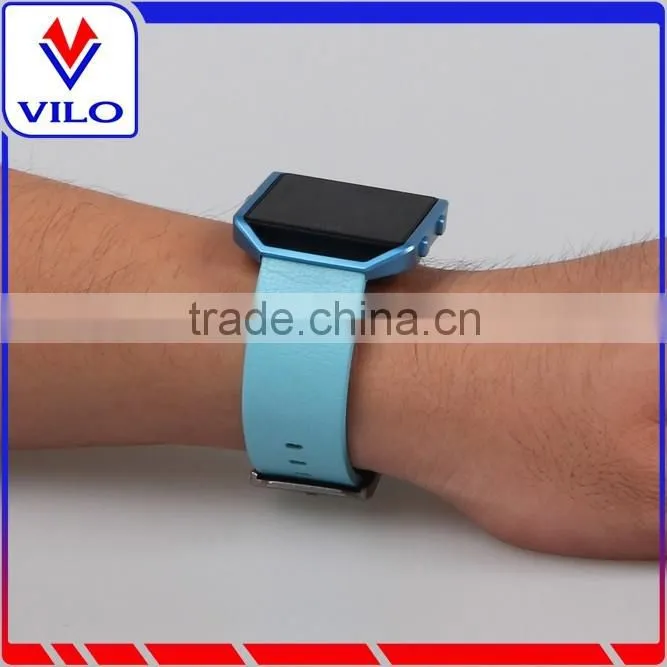 Wholesale High Quality Genuine Leather Watch Strap+Metal Frame For Fitbit Blaze, For Fitbit Blaze Leather Band
