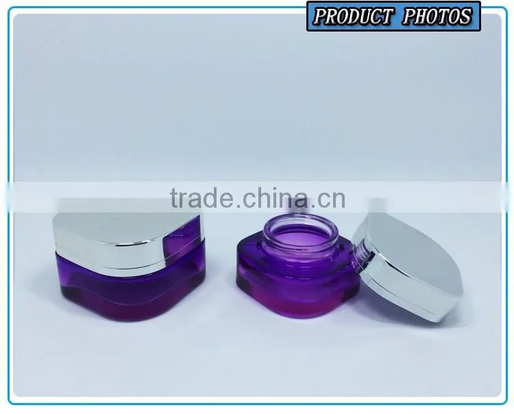 Empty square glass cosmetic oil bottle and cosmetic cream jar
