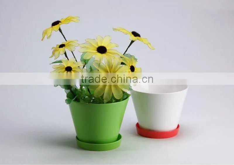 Wholesale round colorful plastic melamine flower pot with bottom