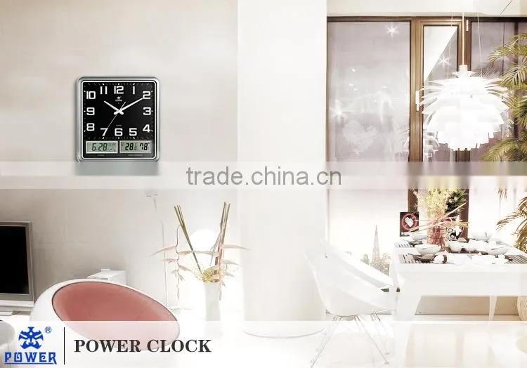 Plastic LCD clock,Home wall clock with Calendar,Battery clock
