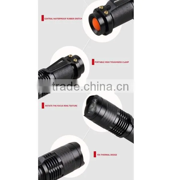 Aluminum UltraFire 7w 300lm Mini Led Flashlight Torch Adjustable Focus Zoom Light Lamp