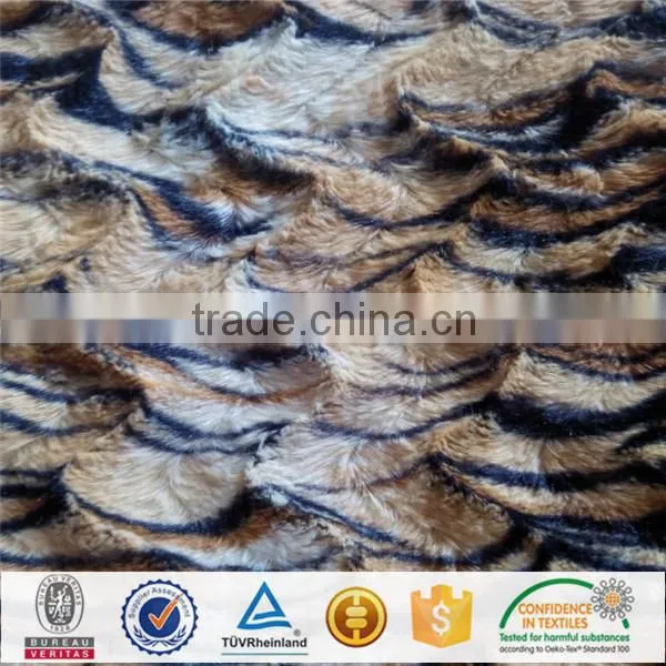 China Factory Wholesale 100% Polyester Animal Print PV Fleece/PV Velour/Long Pile Plush Fabric