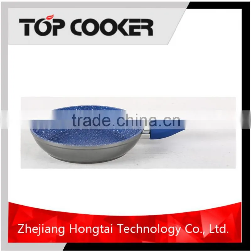 Forged aluminum blue marble coated frying pan