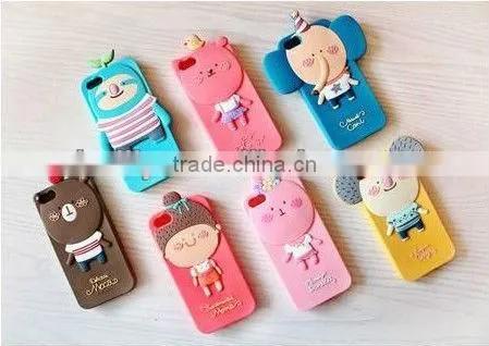 Cute 3D Cartoon elephant Silicone Cell Phone Protection Cases Cover For I Phone 4 5