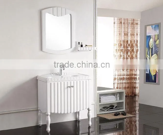 ROCH 8037 Pure White Wood Cabinet Wooden Bathroom Vanity