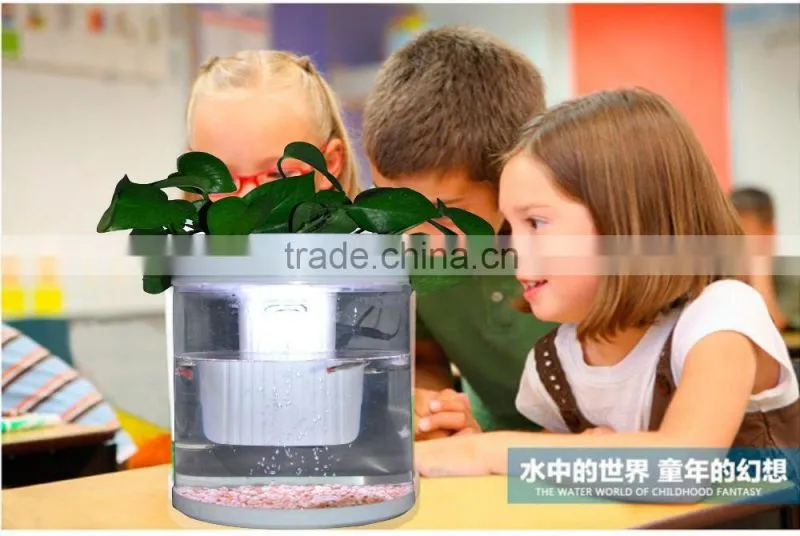 High quality mini RGB LED light fish tank round acrylic wholesale aquarium
