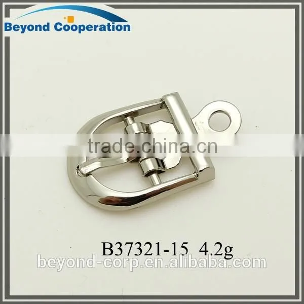 15mm shiny silver polished ajustable shoes buckle with iron clip parts