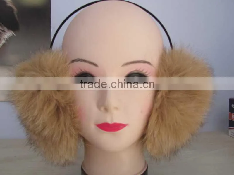 multy color warm fox fur hat earmuffs