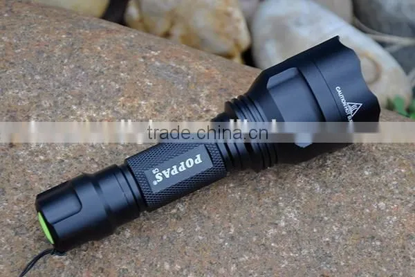 POPPAS C8 High Power 10W 500 lumens XML T6 Tactical Aluminum LED 1101 police Flashlight