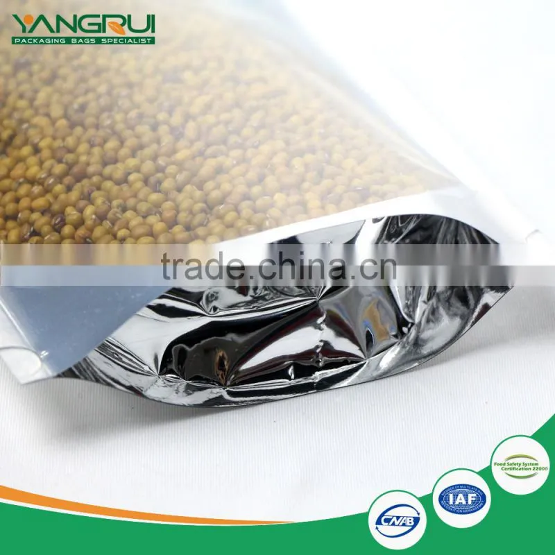 customized food packaging bag stand up zipper pouch transparent laminated aluminum foil clear plastic bag