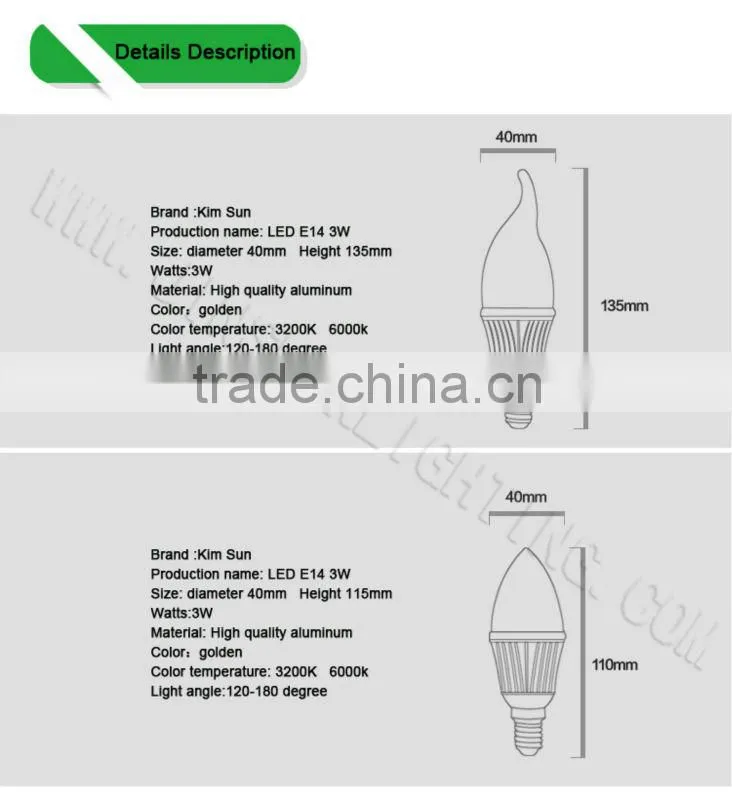 Energy saving candle bulb/LED Candle Light