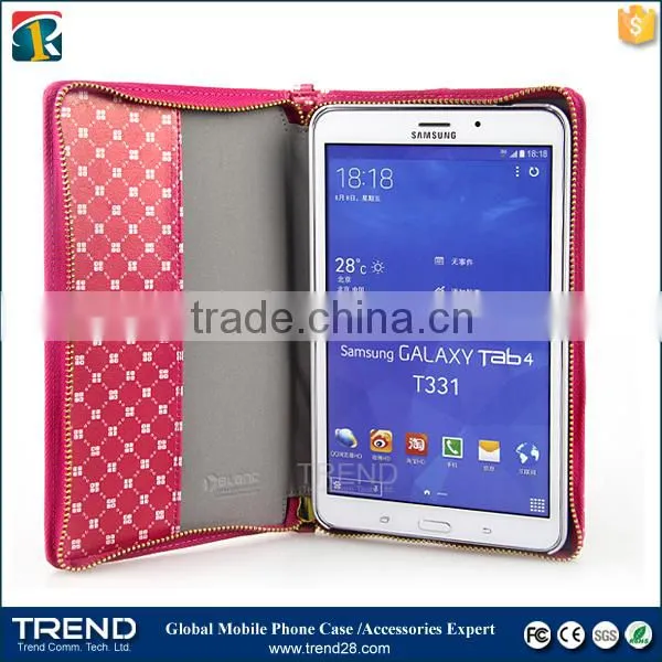 market online zipper leather case for Galaxy Tab 4
