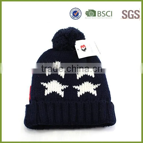 Custom Free Knitting Pattern Hat Cuffed Embroidery Free Pom Beanie